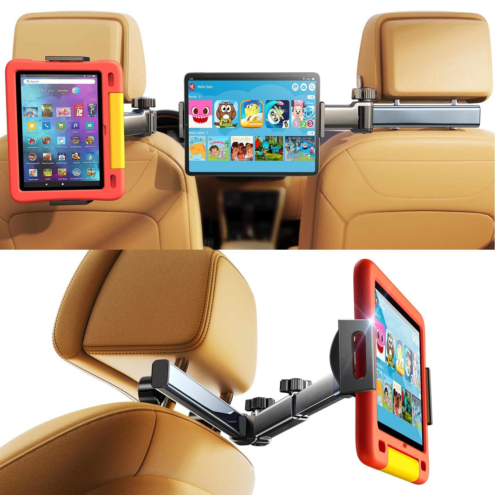 Woleyi Support Tablette Siège Arrière De Voiture, Support Voiture Appuie Tete Enfants Portable [Élastique Fort] Pour IPad Pro Air Mini, Galaxy, Switch, IPhone, Tablette & Téléphone 4-12,9