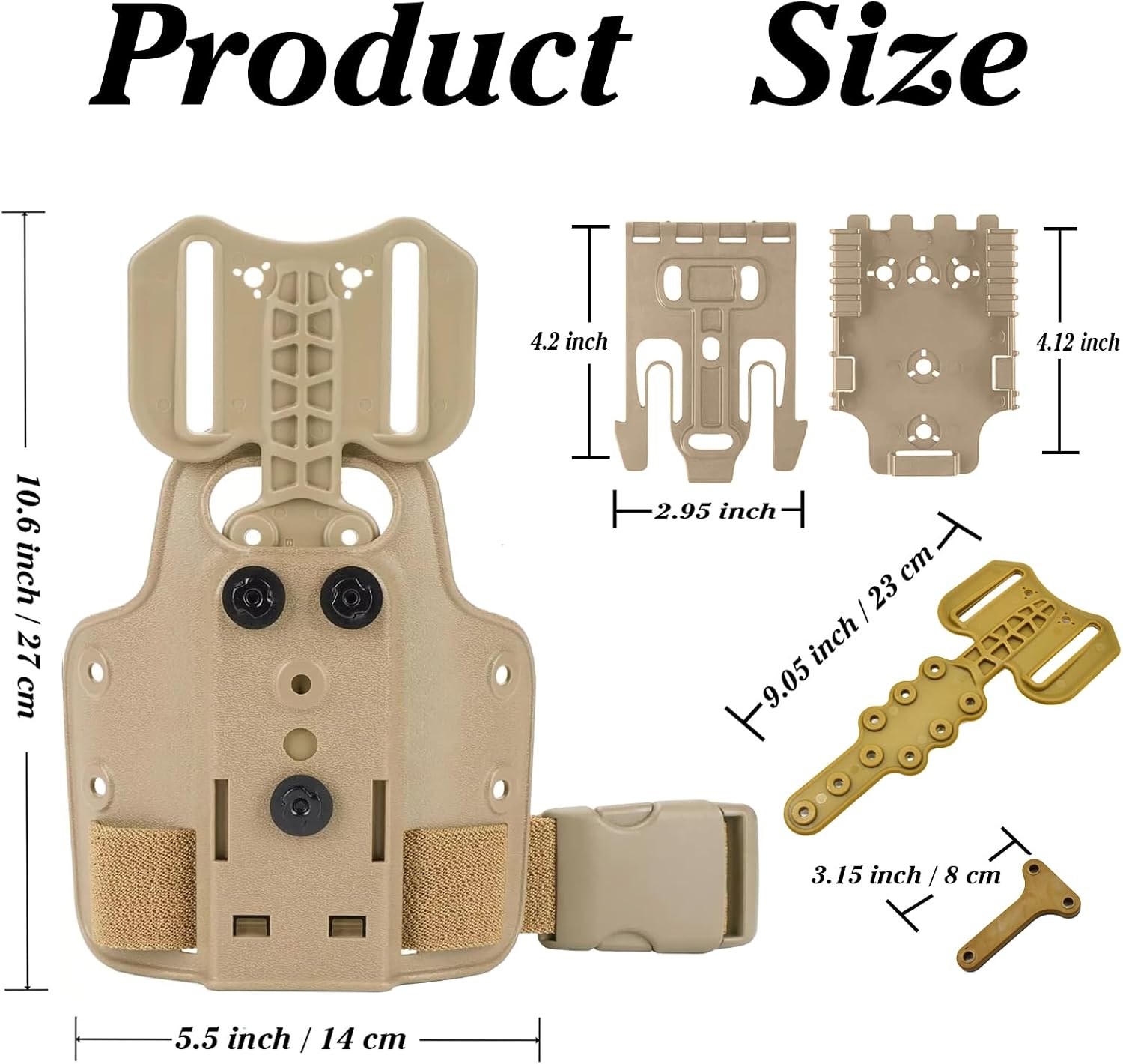 Drop Flex Adapter with Single Strap Leg Platform Polymer Leg Shroud for Gun Holsters 6004 Leg Shroud Adapter for Holsters, Assembly QLS 19 22 for Quick Locking System Kits, Tan