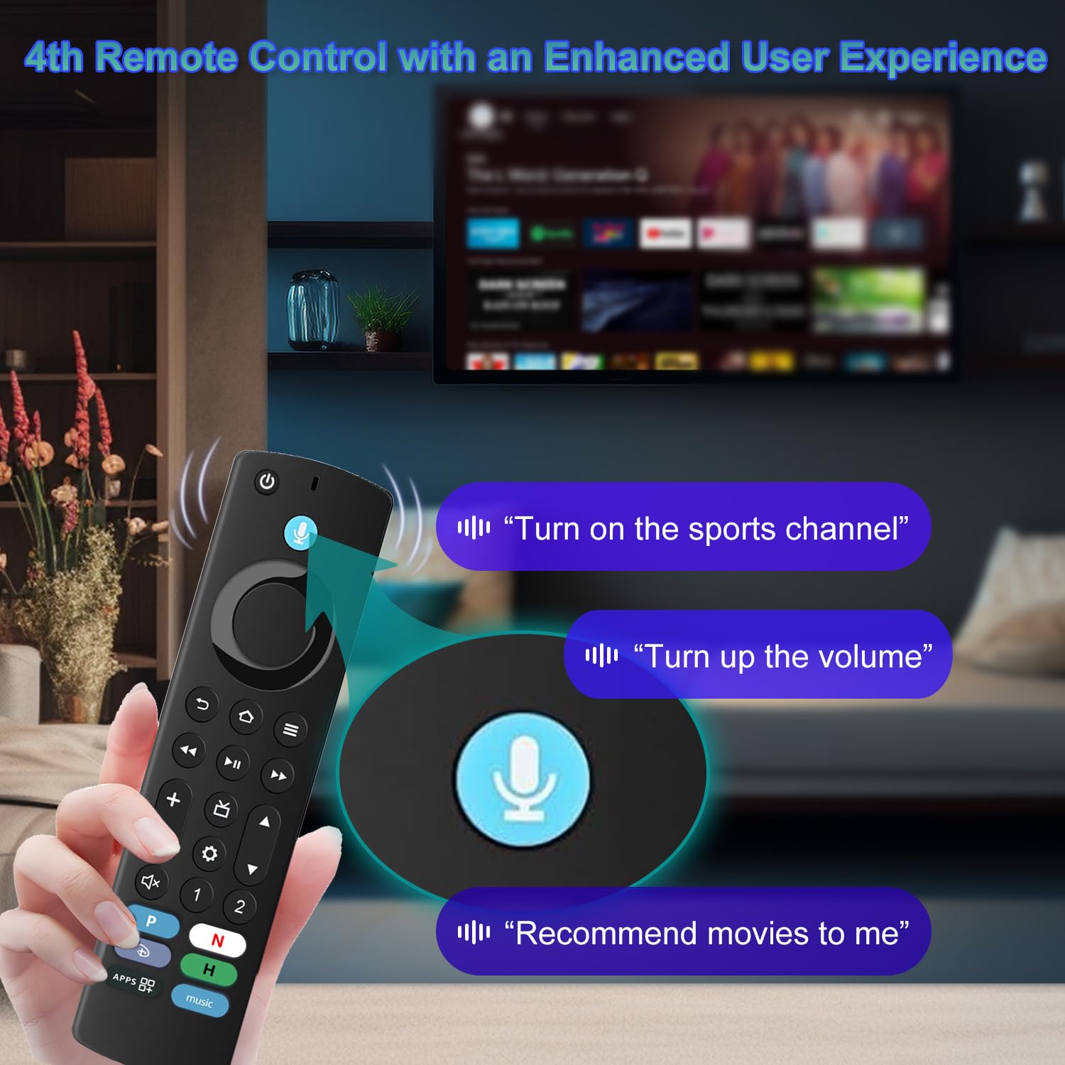 Télécommande vocale universelle : streaming (2ème, 3ème, 4K, max) de remplacement, également compatible avec Omni, Toshiba, Insignia, Pioneer et Smart TV multimédia 2 et 4, HD, Lite et