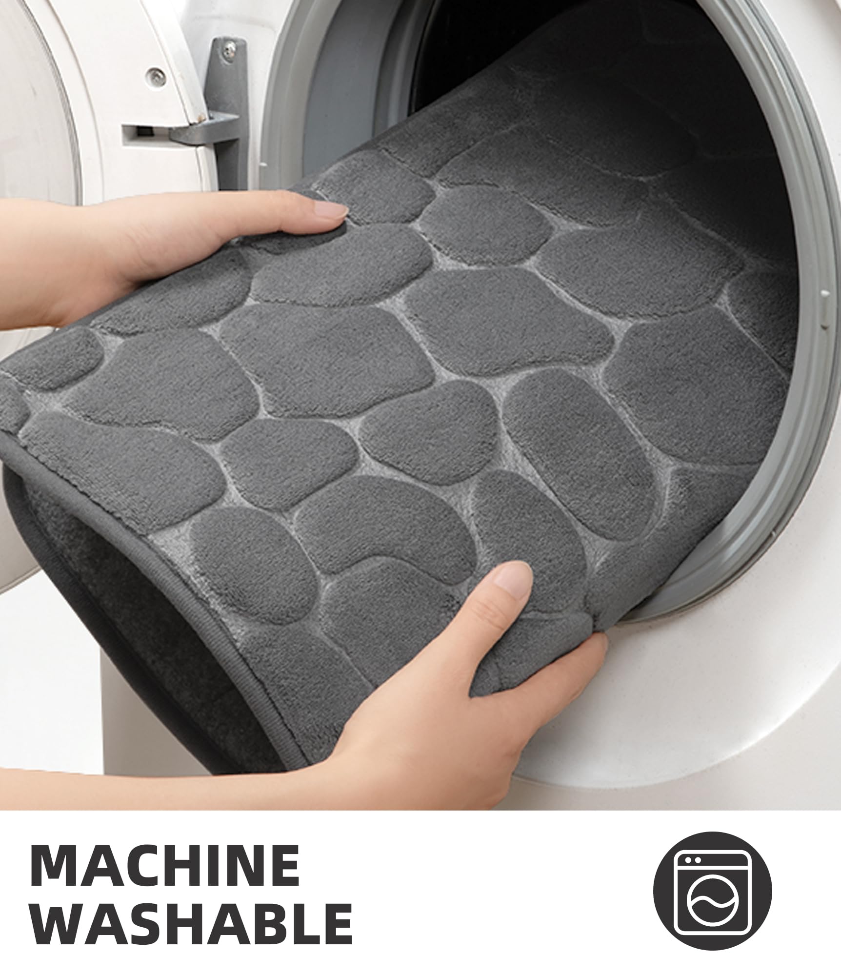 YIHOUSE Alfombra de baño de espuma viscoelástica, superabsorbente de agua, lavable a máquina (17 x 24 pulgadas, gris oscuro)