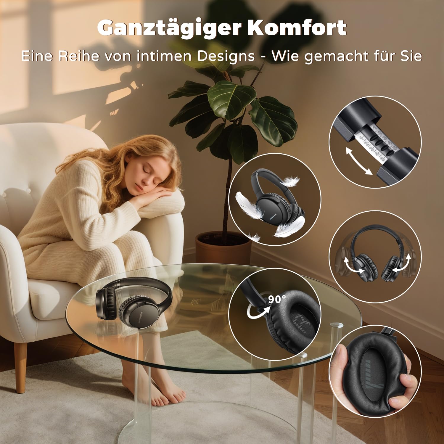 Holdsound TV Kopfhörer Kabellos Senioren, Funkkopfhörer Kabellos für TV mit USB-Sender, Mehr Lautstärke, Plug-and-Play, Keine Audioverzögerung, 40 Stunden Audiowiedergabe