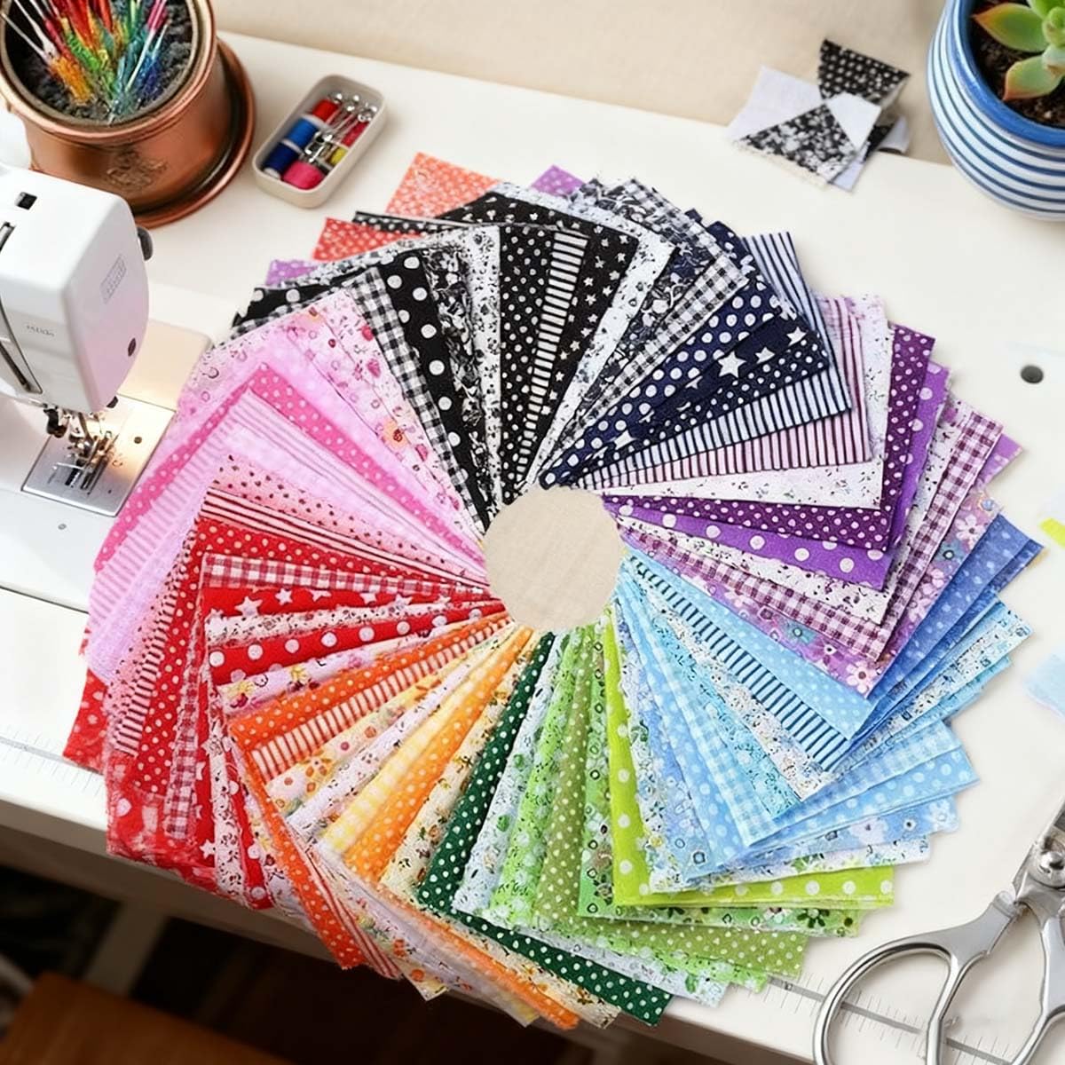 14 Pcs 9.8" x 9.8" Cotton Fabric DIY Making Supplies Quilting Patchwork Fabric Fat Quarter Bundles for Cotton Patchwork Cushions(Green&Blue, 9.8" x
