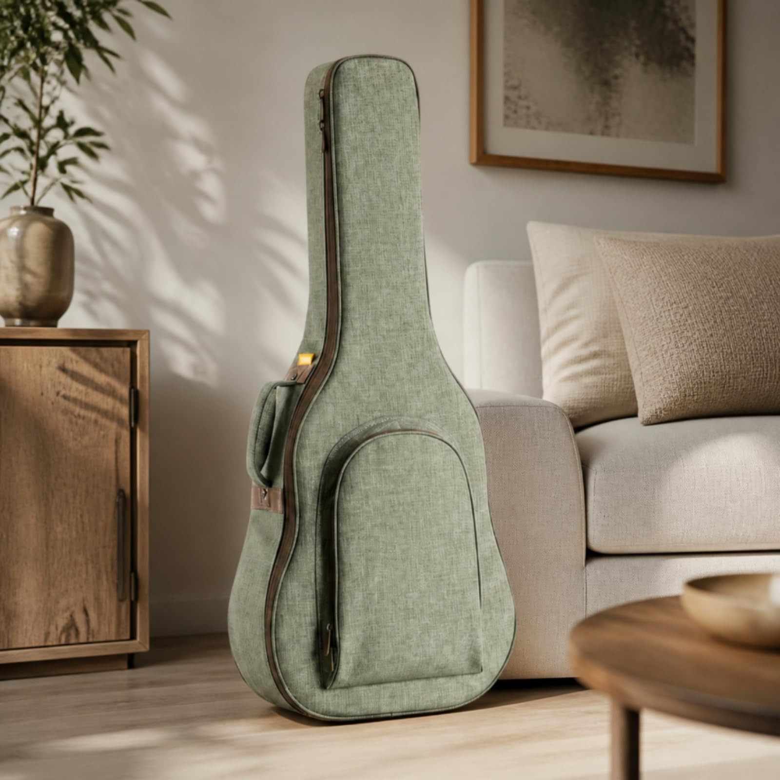 Akustikgitarrentasche gepolstert Akustikgitarren-Instrumententasche wasserabweisend Gitarrentasche mit Rucksackgurten für Schüler, Musikunterricht, Array, Teebraun