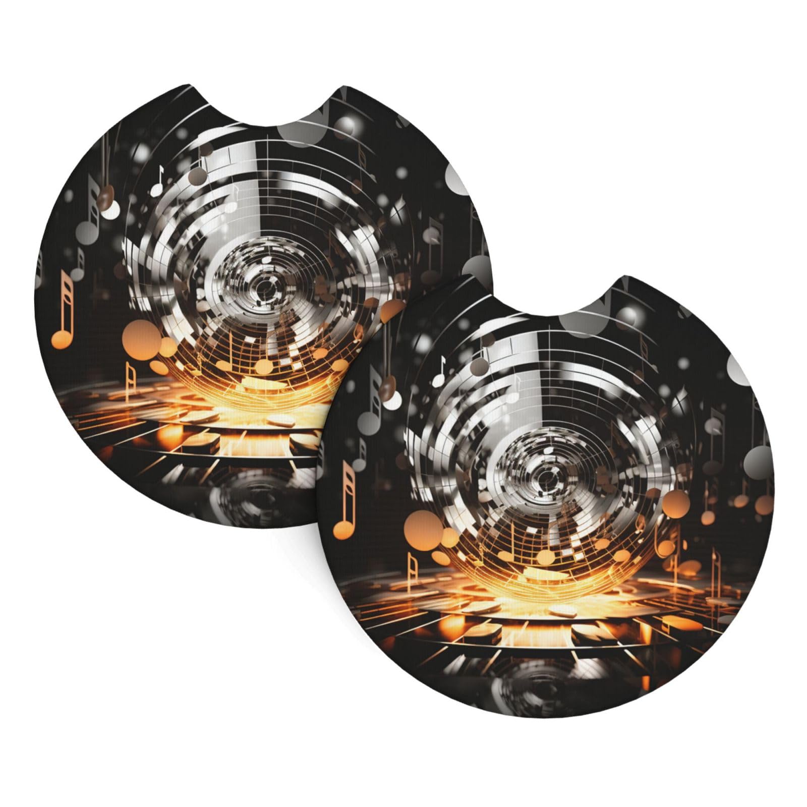 2 Pack Car Coaster for Cup Holders Musical Theme Music Clefs Car Cup Coaster 2.7" Neoprene Non-Slip Automotive Cup Mat Universal Auto Car Interior Accessories for Women Men Cup Pad