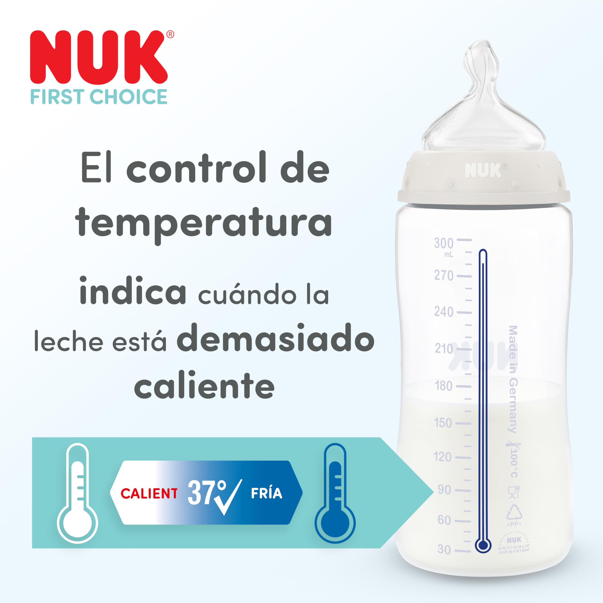 NUK First Choice Perfect Start Set de Biberones para Recién Nacidos | 0-6 Meses | 4 Anticólicos (150 ml, 300 ml), 2 Tetinas, 1 Chupete, 1 Cepillo para Biberones | Ballena | 8 Piezas
