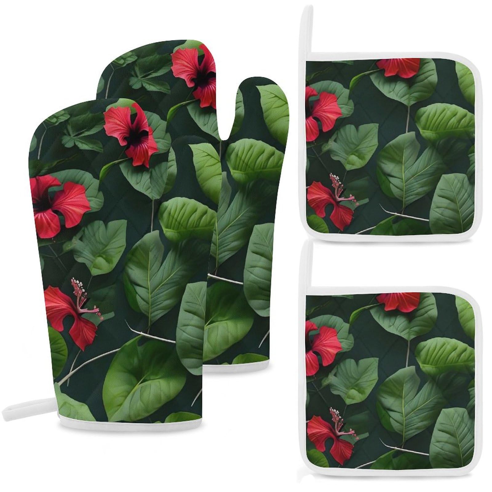Maniques de cuisine feuilles et hibiscus pour vos ateliers pâtisserie