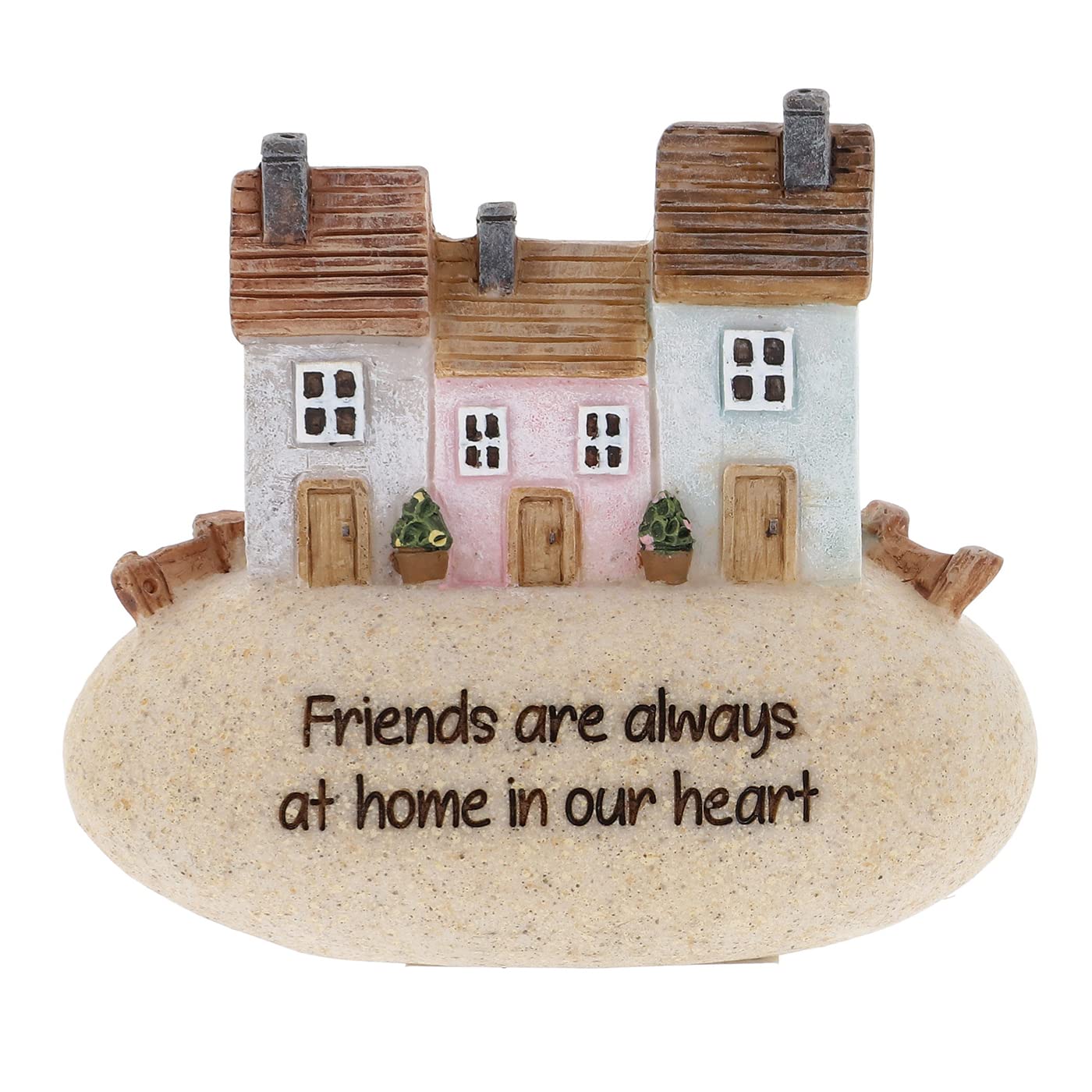 Shudehill Giftware Friends Are Always At Home In Our Hearts Pebble Lane Cottage Collection, Sentiment Message, Perfect House Warming Gift Or Present (Friends Are Always At Home In Our Hearts)