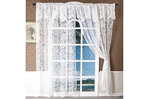 Elegant Lace Curtains with Intricate Victorian Valance - Enhance Your Living Space with Subtle Beauty