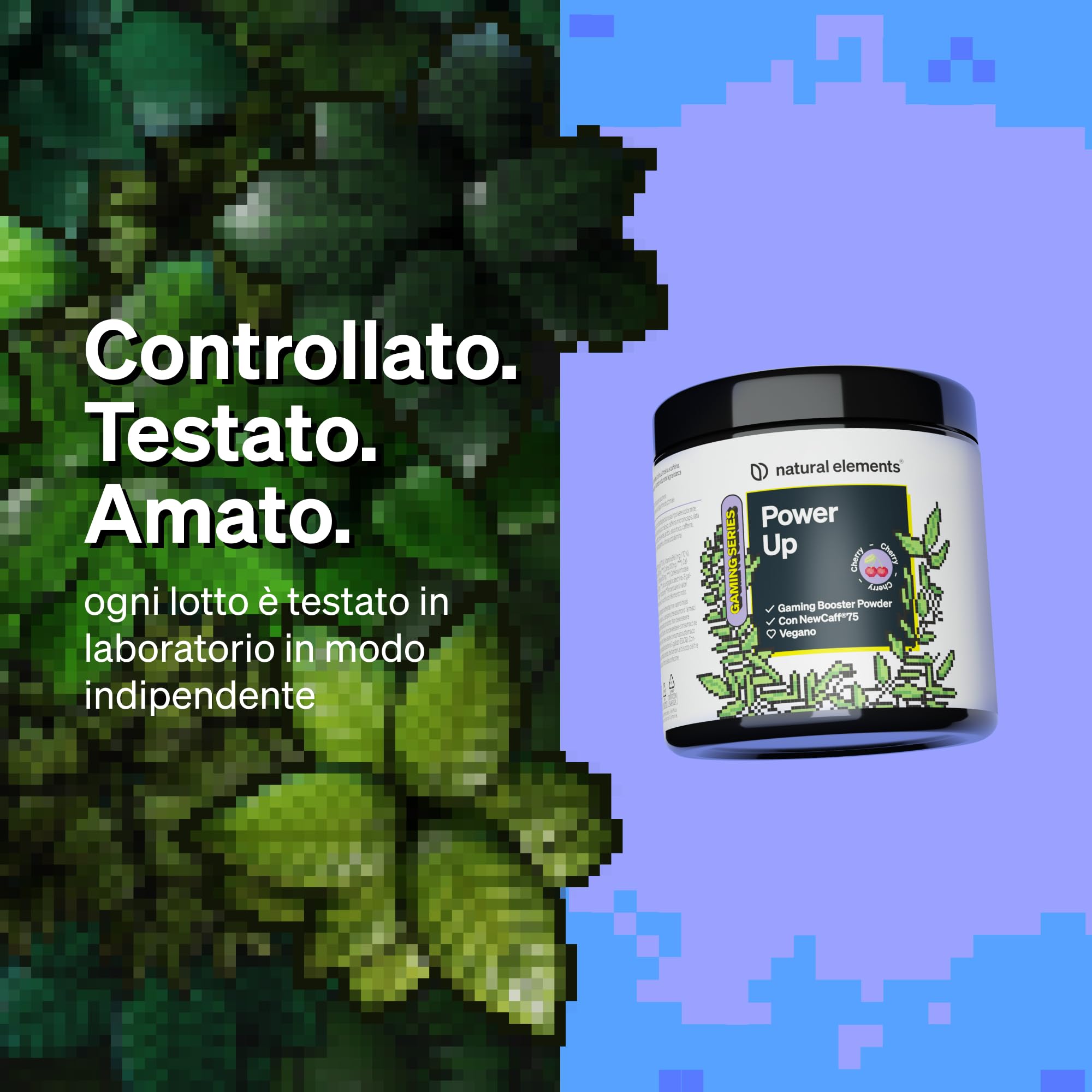 Power Up Cherry – booster con caffeina, NewCaff75, vitamine B, vitamina C, L-tirosina, estratto di Gingko e tè verde – 40 drink – vegano, alto dosaggio, con stevia – prodotto in Germania