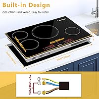Vista 2 de 30 Inch Induction Cooktop, 4 Burner Built-In Electric Stove Top, Fast Heating with Power Boost, Touch Control, 9 Power Levels, Child Lock & Timer
