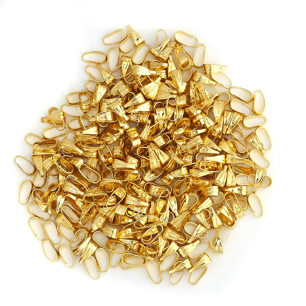 300Pcs Durable Alloy Pendant Connector Bail Clips - Gold, Silver, and Bronze Snap Bails for Unique Jewelry Creations