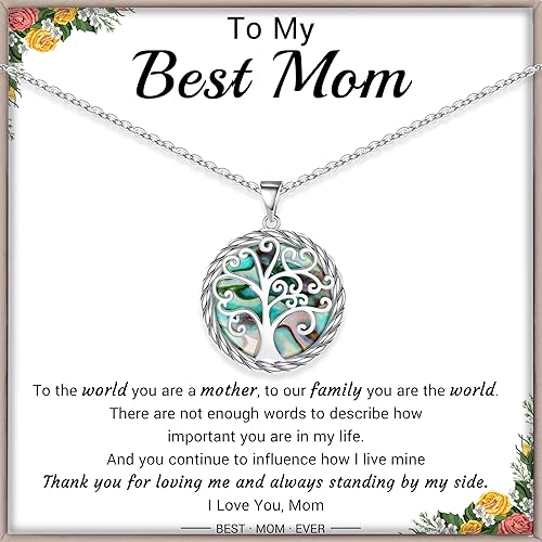 Christmas Gifts for Women Tree of Life Necklace for Women Birthday Gifts for Her Stocking Stuffers Pendant Necklace with Shell Tree Mothers Day Gift for Mom Grandma Wife Daughter Anniversary Christmas Jewelry