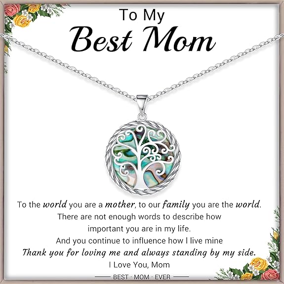 Christmas Gifts for Women Tree of Life Necklace for Women Birthday Gifts for Her Stocking Stuffers Pendant Necklace with Shell Tree Mothers Day Gift for Mom Grandma Wife Daughter Anniversary Christmas Jewelry