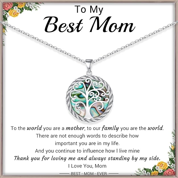 Christmas Gifts for Women Tree of Life Necklace for Women Birthday Gifts for Her Stocking Stuffers Pendant Necklace with Shell Tree Mothers Day Gift for Mom Grandma Wife Daughter Anniversary Christmas Jewelry