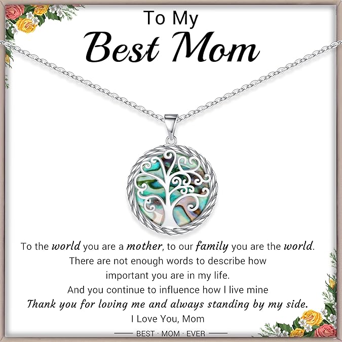 Christmas Gifts for Women Tree of Life Necklace for Women Birthday Gifts for Her Stocking Stuffers Pendant Necklace with Shell Tree Mothers Day Gift for Mom Grandma Wife Daughter Anniversary Christmas Jewelry