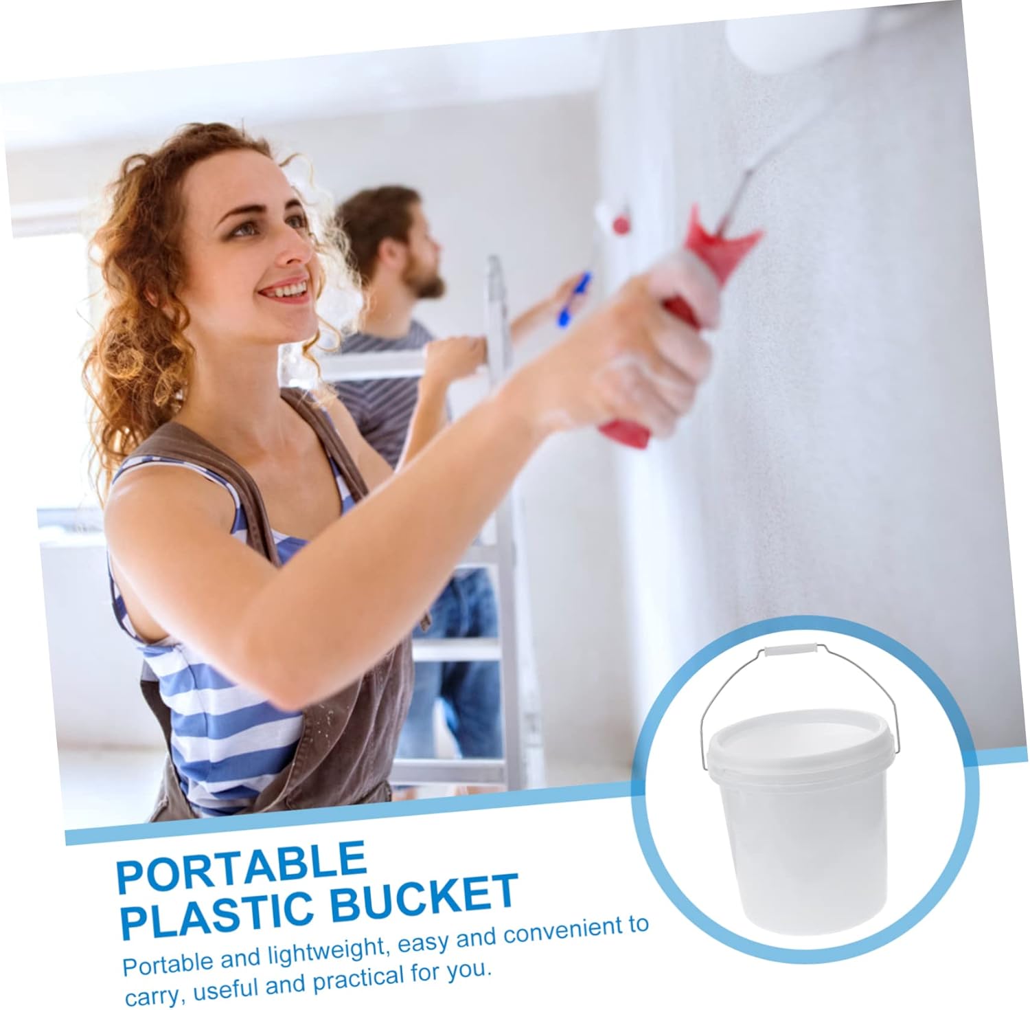 Didiseaon Plastic Bucket Round Water Container Handle Beach Bucket for Home Multipurpose Sealed