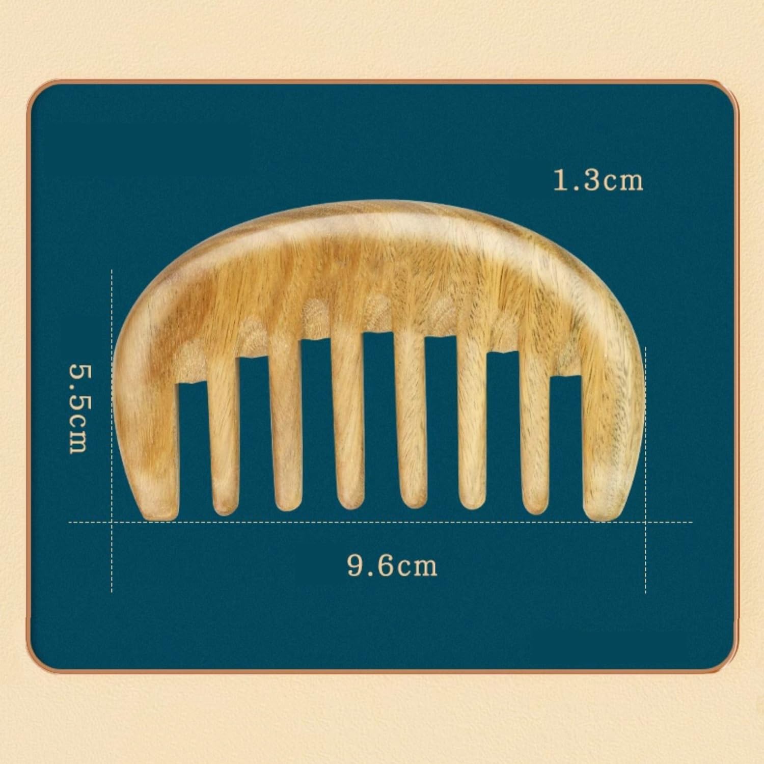 Peine de Pelo portátil, Peine de Masaje antiestático, Peine de sándalo Verde de Dientes Anchos, Peine de Madera semicircular desenredante