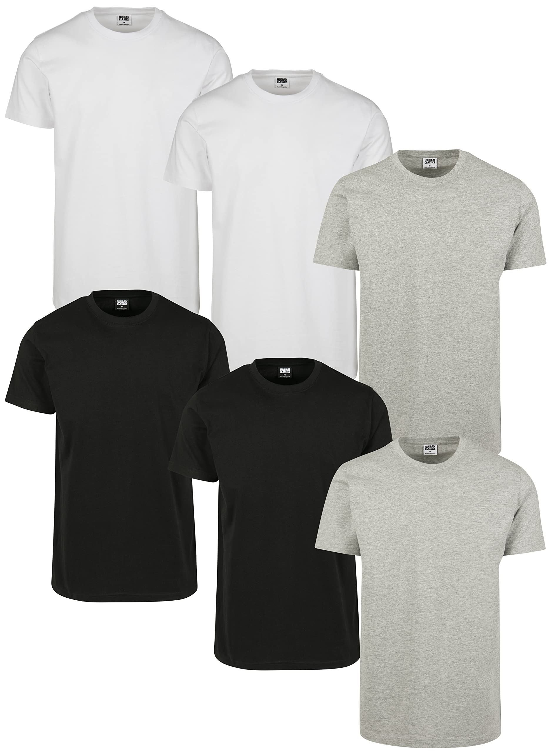 Urban Classics Herren Basic Tee 6-Pack T-Shirt, 2x Black 2x White 2x Grey, 5XL
