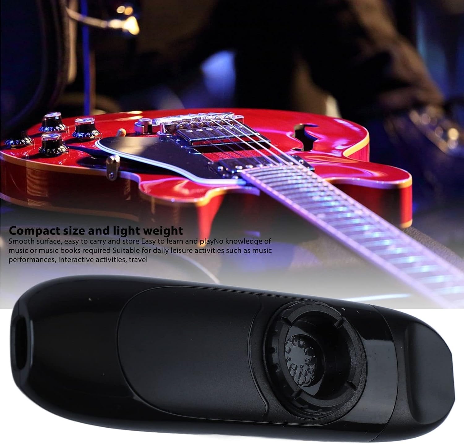 Electric Kazoo for Adults Professional Aluminum Alloy Portable with Adjustable Tone and Pickup for Guitar Ukulele Piano Keyboard Players(Black)