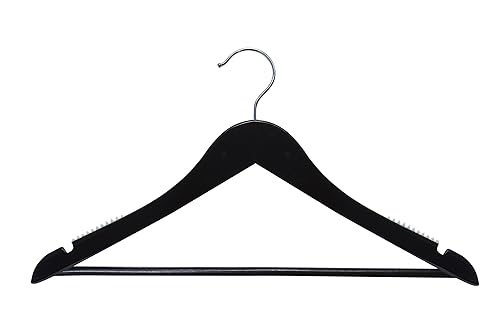 NAHANCO 20417WB, Percha de madera premium de 17 pulgadas, negro de alto brillo - 100/CTN
