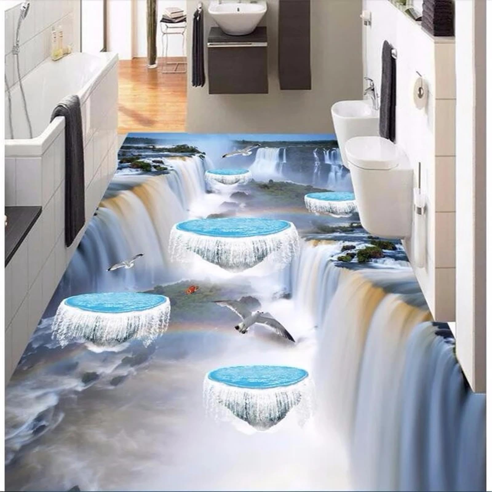 Stickers carrelage 3D étanches pour masquer les imperfections murales de douche