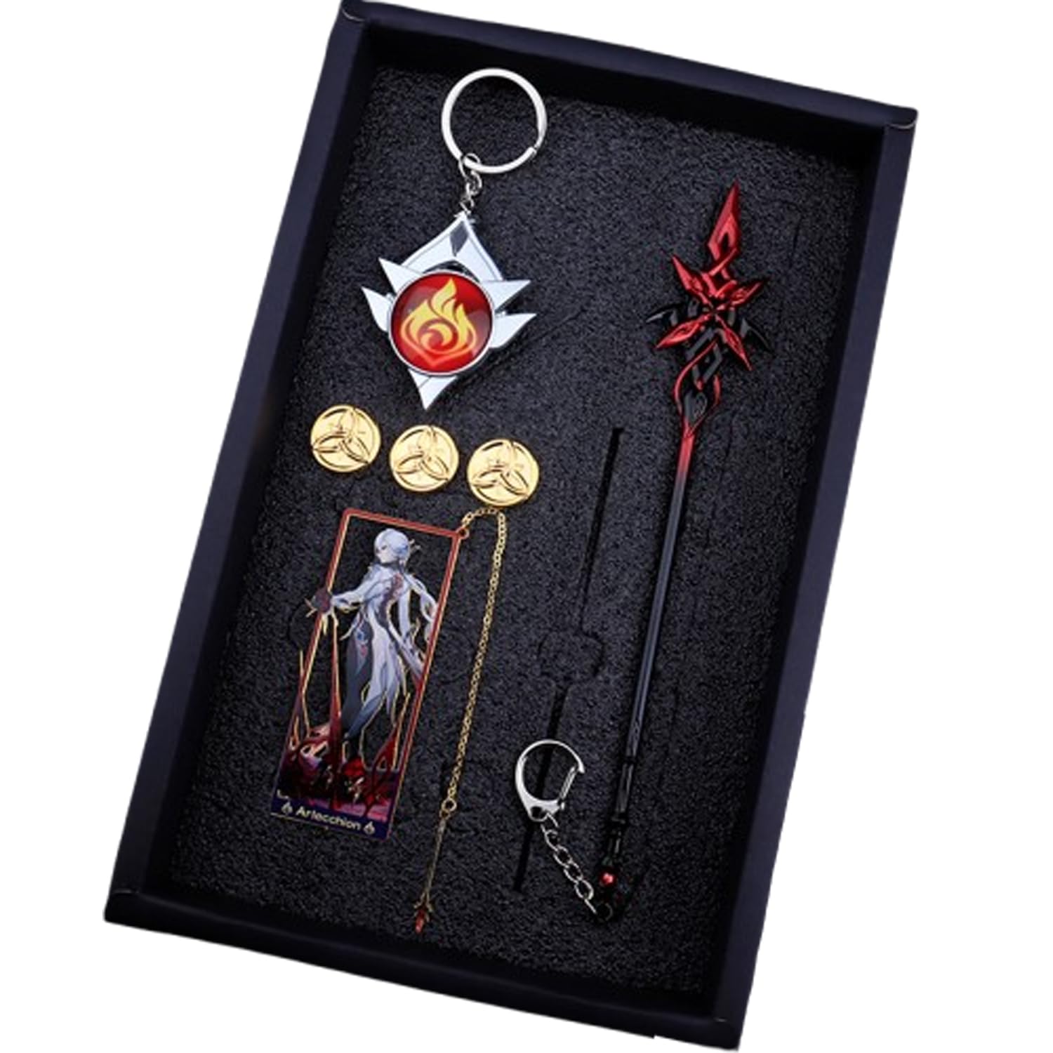 Amazon.co.jp: 原神 アルレッキーノ 召使 神の目 キーホルダー 武器