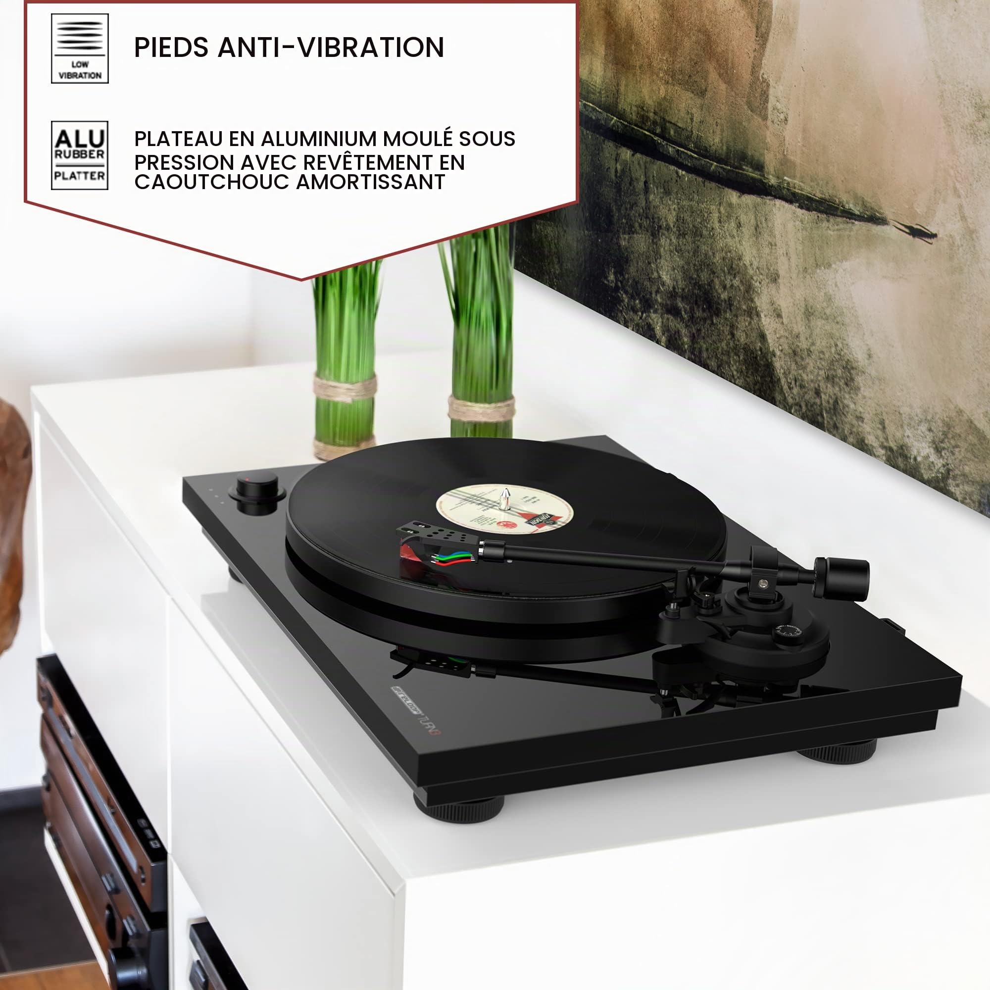 Reloop Turn 3 MK2 | Platine Vinyle Hi-FI Authentique entraînée par Courroie avec Fonction d'enregistrement USB, Système de Cellule Ortofon 2M Red prémonté, Contrôle Moteur intégré (33/45/78 RPM)