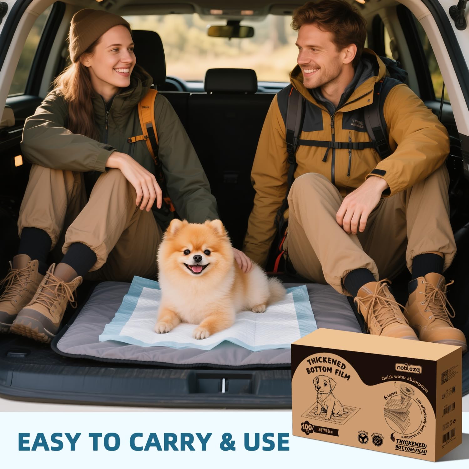 Nobleza Tappetini Igienici per Cani, 40x60cm Traversine Cani 100 Pezzi Super Assorbenti Tappetino Cane, Design a Prova di Perdite a 5 Strati Traverse Cani
