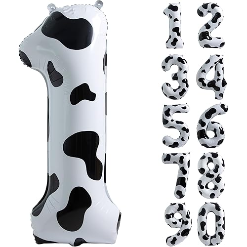 Cow Print Balloon Birthday Decorations Supplies,40 inch Number 1 Balloon | Cowgirl Theme Number Balloons for 1st Birthday Party | Farm Barn Decor for kids