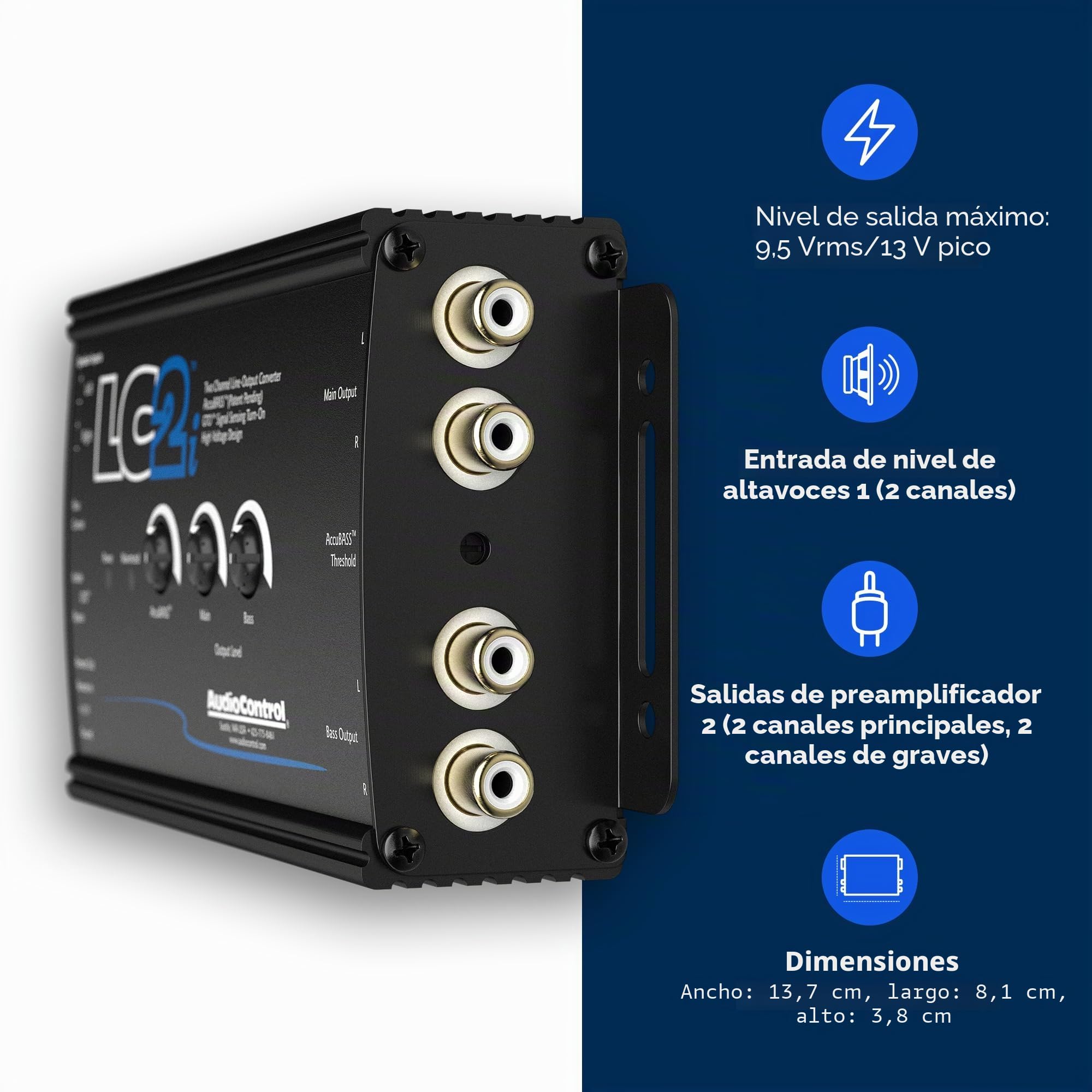 AudioControl Audio Control Lc2I Convertidor de salida de línea de 2 canales para añadir amperios a tu sistema de fábrica