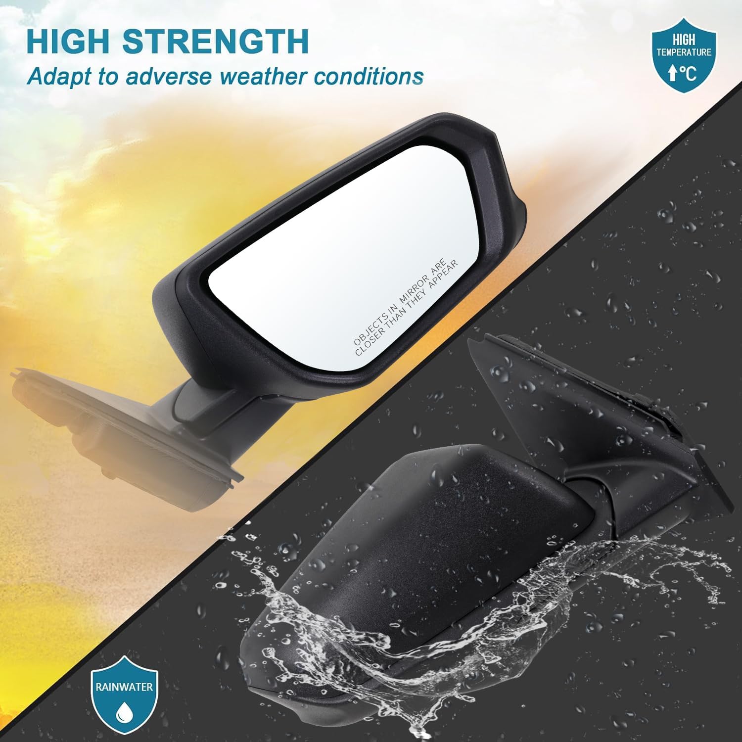 Right Passenger Side Mirror Compatible With 2018 2019 2020 2021 2022 2023 2024 Chevy Equinox With Manual Folding Power Glass Heated Matte Black Replace#84225383(5Pins)