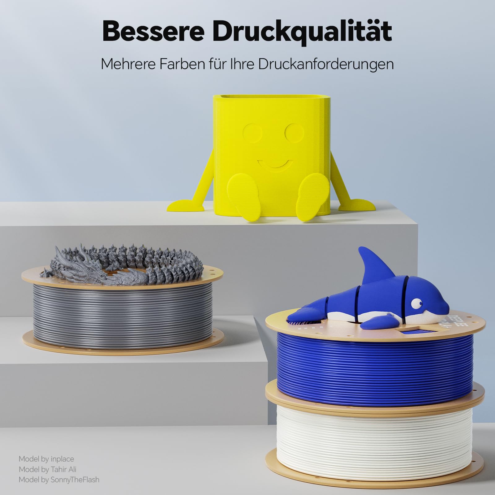 DEEPLEE Szybka filament PLA+ 1,75 mm, wysoka prędkość do 600 mm/s, czarny + biały + niebieski (3 x 1 kg), dokładność ± 0,02 mm do drukarek 3D FDM