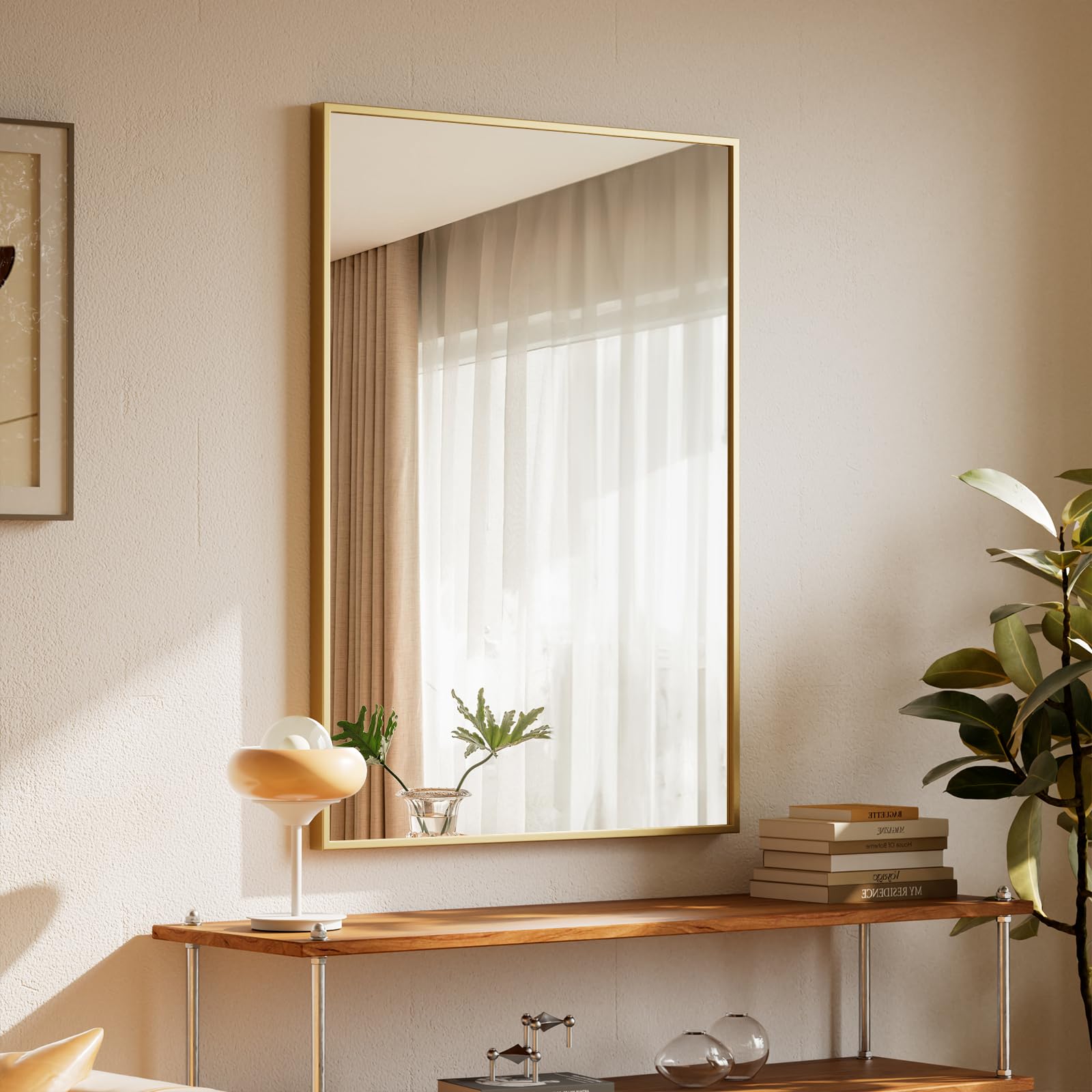 BEAUTYPEAK Badezimmer Spiegel für über Waschbecken, Rechteck Wand montiert abgeschrägten polierten Rand Spiegel, gelten für Wohnzimmer, Schlafzimmer, rechten Winkel Bad Eingang