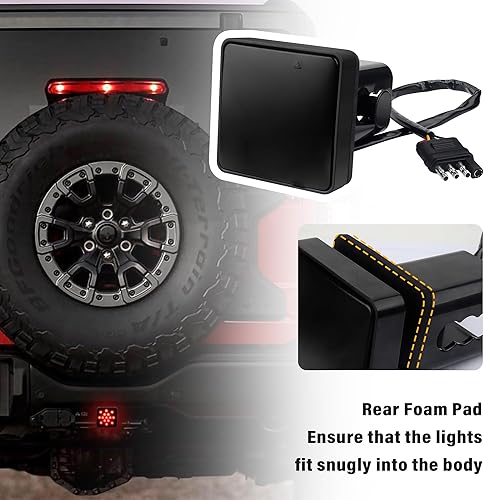 Miniatura 7 de carleef Luz de freno de enganche de remolque de 15 LED, luces traseras ahumadas de 12 V, se adapta a receptor de 2 pulgadas con adaptador de 4