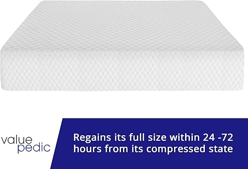 Miniatura 8 de Valuepedic - Colchón de tamaño individual de 8 pulgadas de espuma viscoelástica con gel, cómodo con soporte ergonómico y alivio de presión, funda de