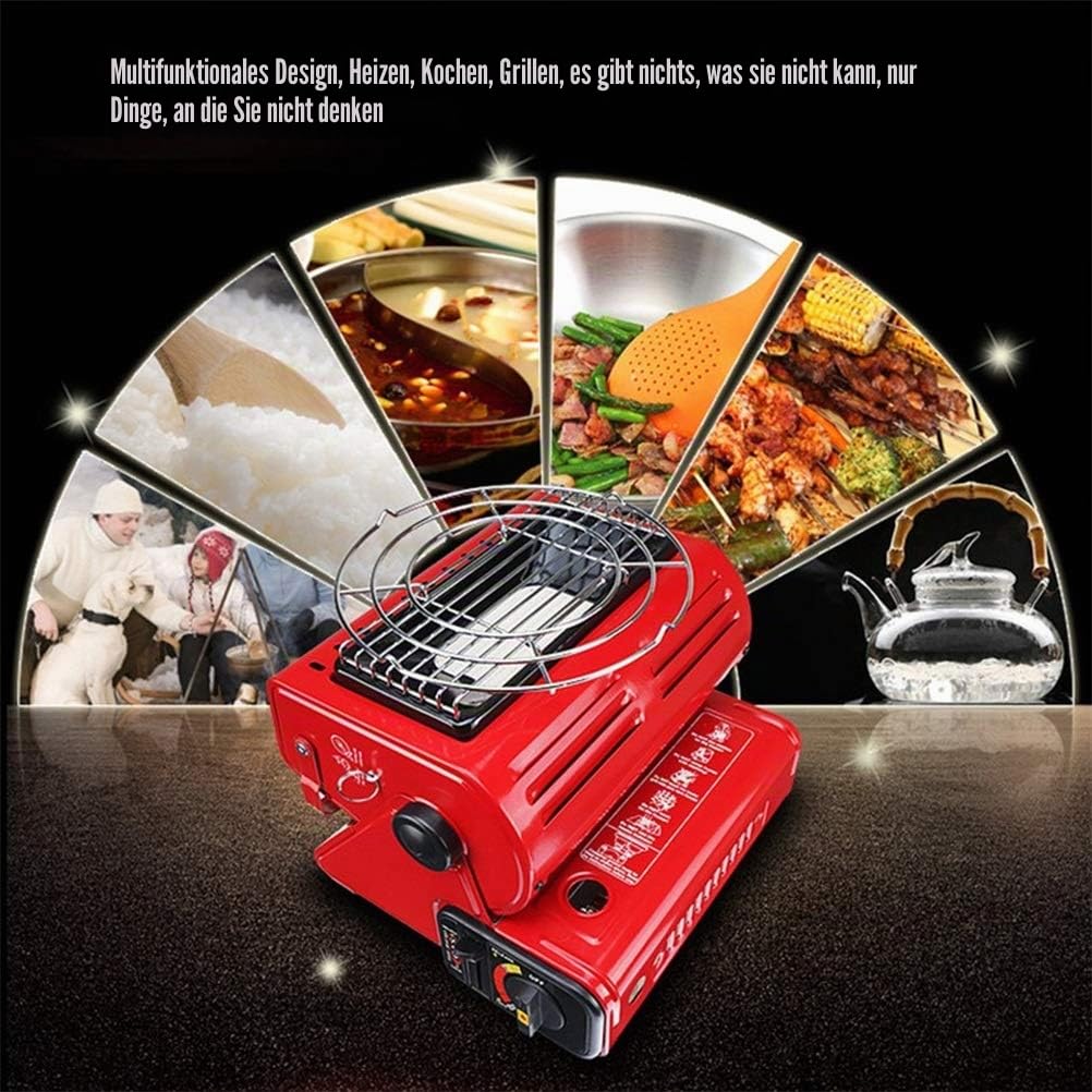 Tragbare Gasheizung Kochherd Camping Heizung für Zelt Outdoor Indoor 1,3KW 90G/H 2 in 1 Butan Flüssiggas Brenner Outdoor Gase Heizung für Camping Angeln Zelt Zuhause