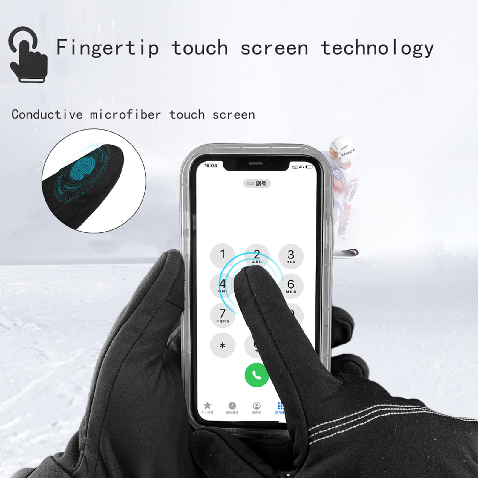 CHEWYNP Guanti da Moto Riscaldati, Guanti Riscaldati Elettrici Guanti da Campeggio Scaldamani con Batteria Ricaricabile Guanti Impermeabili per Esterni Guanti Termici con Touch Screen Fing
