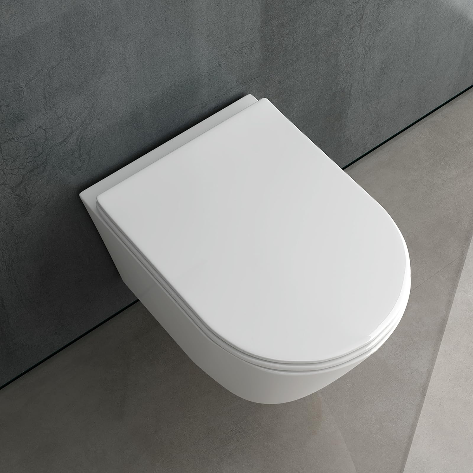 Alpenberger Wand WC Spülrandlos | Hänge WC Komplettset aus Kloschüssel und WC Sitz mit Absenkautomatik | Toilette mit Nano Beschichtung | Passend Geberit