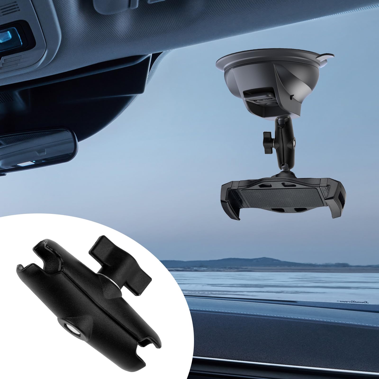 Mohists Bras à Double Prise De 2,5 Cm En Alliage D'aluminium Haute Résistance Compatible Avec RAM Mount B Taille B Adaptateur à Boule De 2,5 Cm Pour Support De Téléphone De Vélo/moto