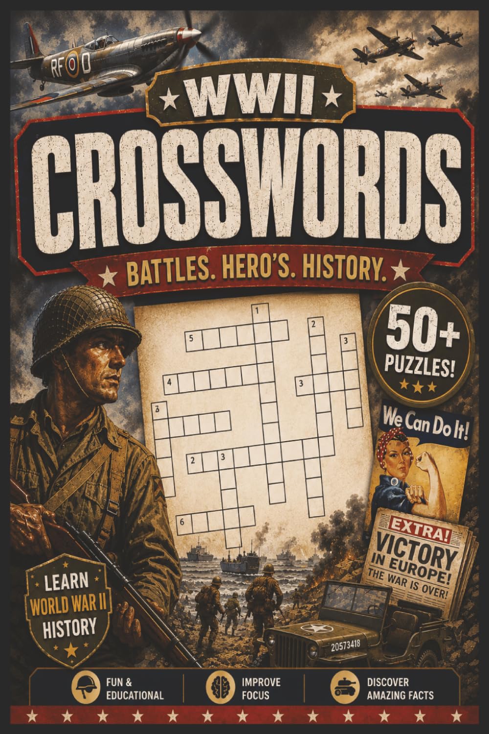 World war 2 crosswords puzzles: Crosswords Puzzles with Easy to Read Print about world war 2, military, weapons and More | 6x9 inches, 110 pages ... ... buffs, Vacations, Holidays, and Free Time