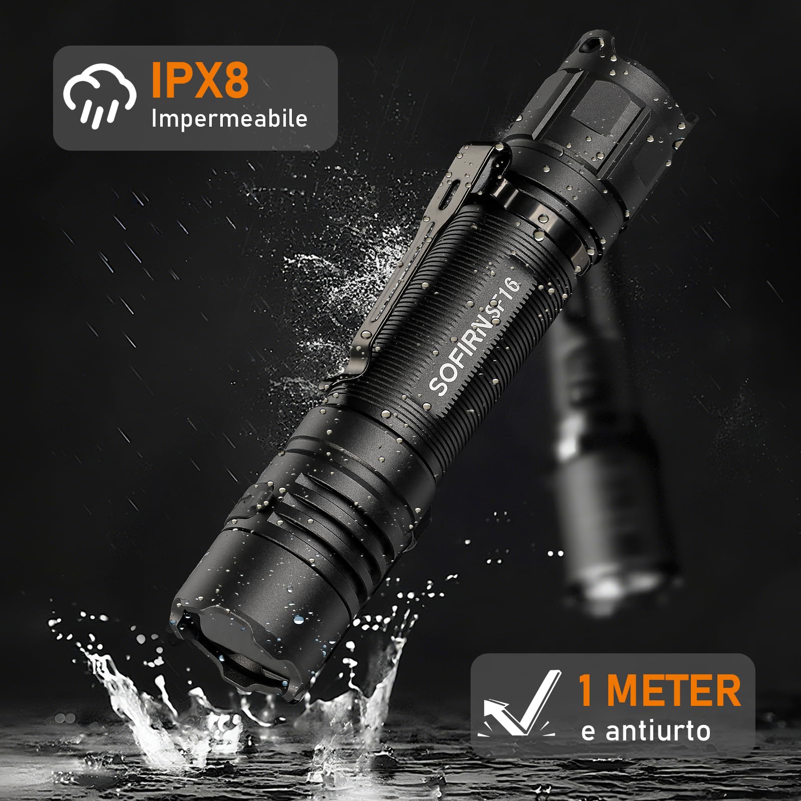 Sofirn SF16, torcia a LED ricaricabile a luce nera, 365 nm, luce nera, per rilevare urina di cani e animali domestici, svela macchie invisibili, ultravioletti puri ad alta definizione (SF16 nero)