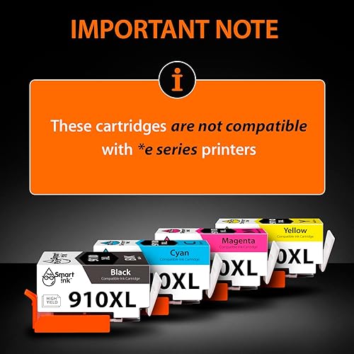 Miniatura 3 de Smart Ink Cartucho de tinta de repuesto compatible para HP 910XL 910 XL (negro XL y CMY XL 4 combo Pack) para usar con Officejet Pro 8025 8020 8028