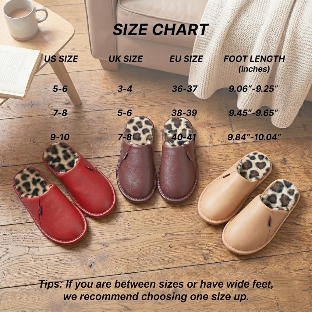 Women's Closed Toe House Slippers Faux Fur Lined Memory Foam Indoor Outdoor Slip On Shoes