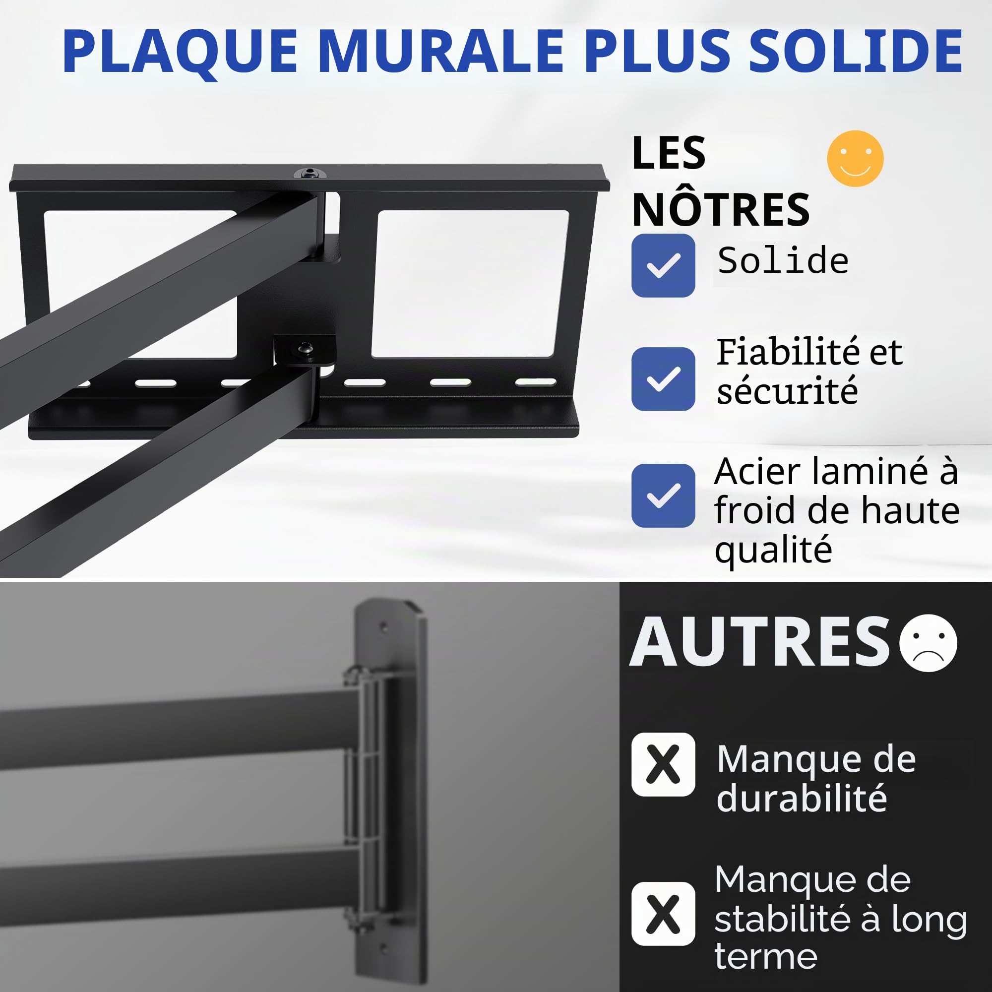 BONTEC Support Mural TV Pivotant Inclinable, Bras Articulé Extra Long 850mm, Compatible Écrans LCD/LED/OLED 32-70 Pouces jusqu'à 60 kg, Max VESA 400x400mm, Support TV Mural Orientable
