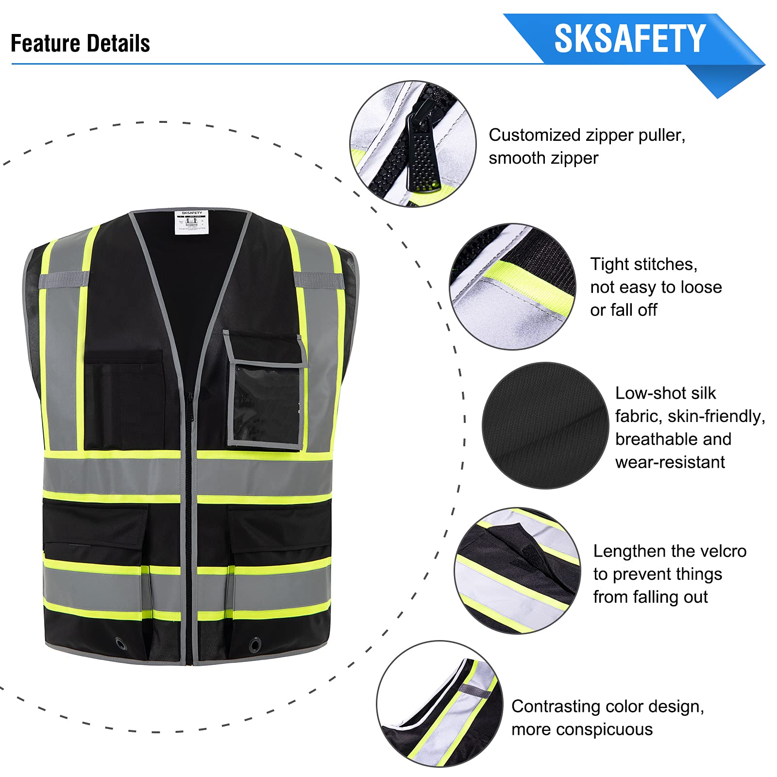 Weighted Vest Woman Reflective Vest SKSAFETY 10 Pockets Safety