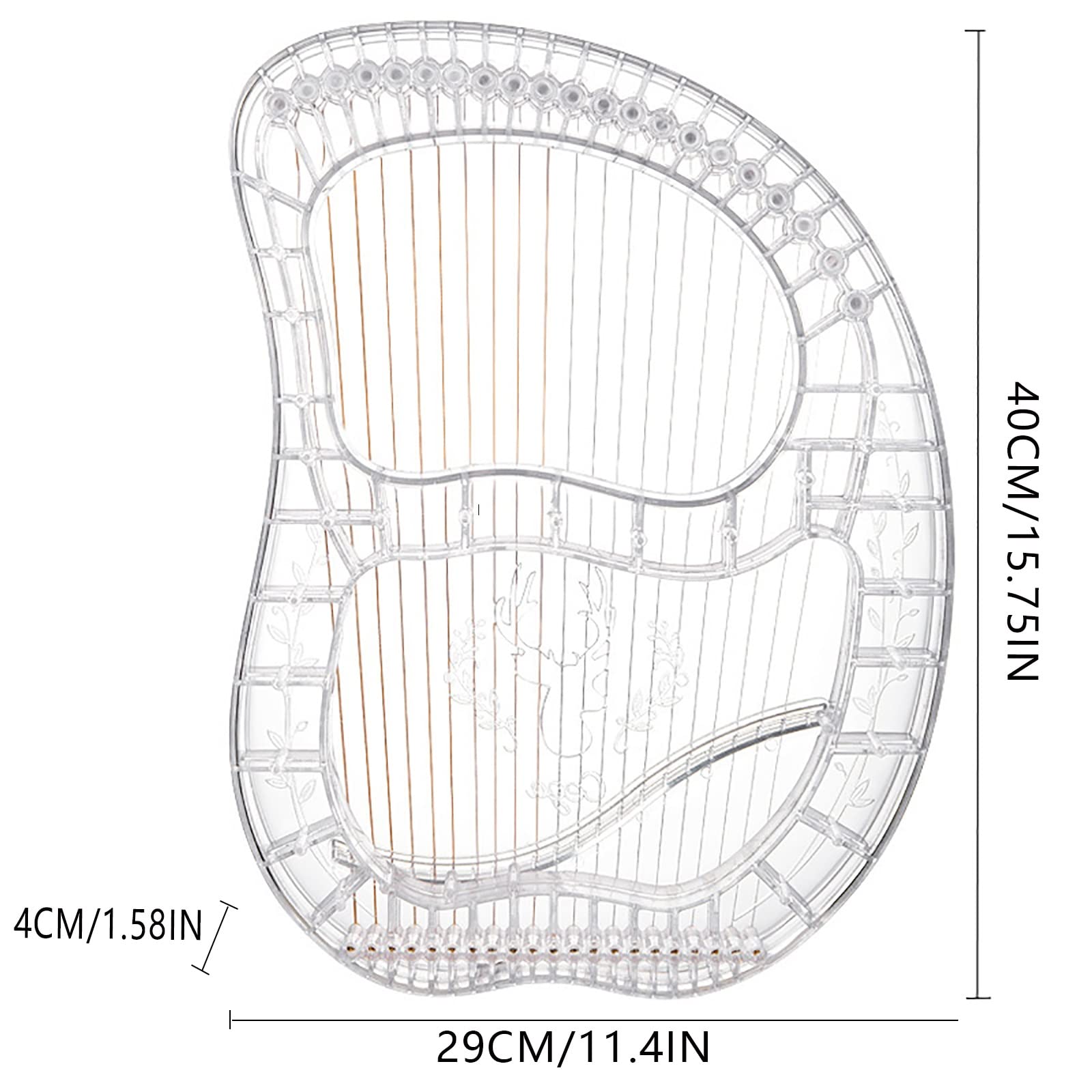Arpa de lira de 21 cuerdas Instrumento de cuerda transparente ABS, cuerpo anticaída 3D, con bolsa EVA portátil/llave de afinación/cuerda de repuesto, para amantes de la música principiantes adultos