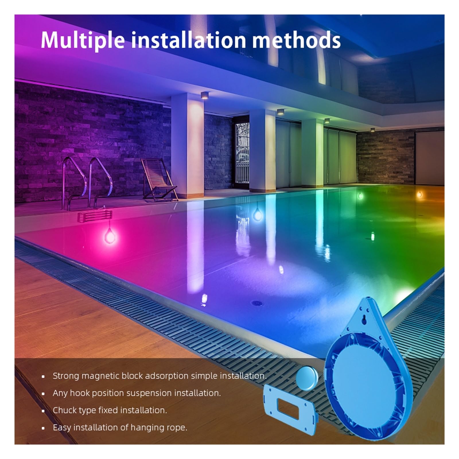 Oświetlenie Basenowe LED 15 W Z Kontrolą Aplikacji RGB Możliwość Przyciemniania IP68 Wodoodporna Muzyka Zsynchronizowana Zmiana Koloru Reflektor Podwodny Tworzenie Atmosfery
