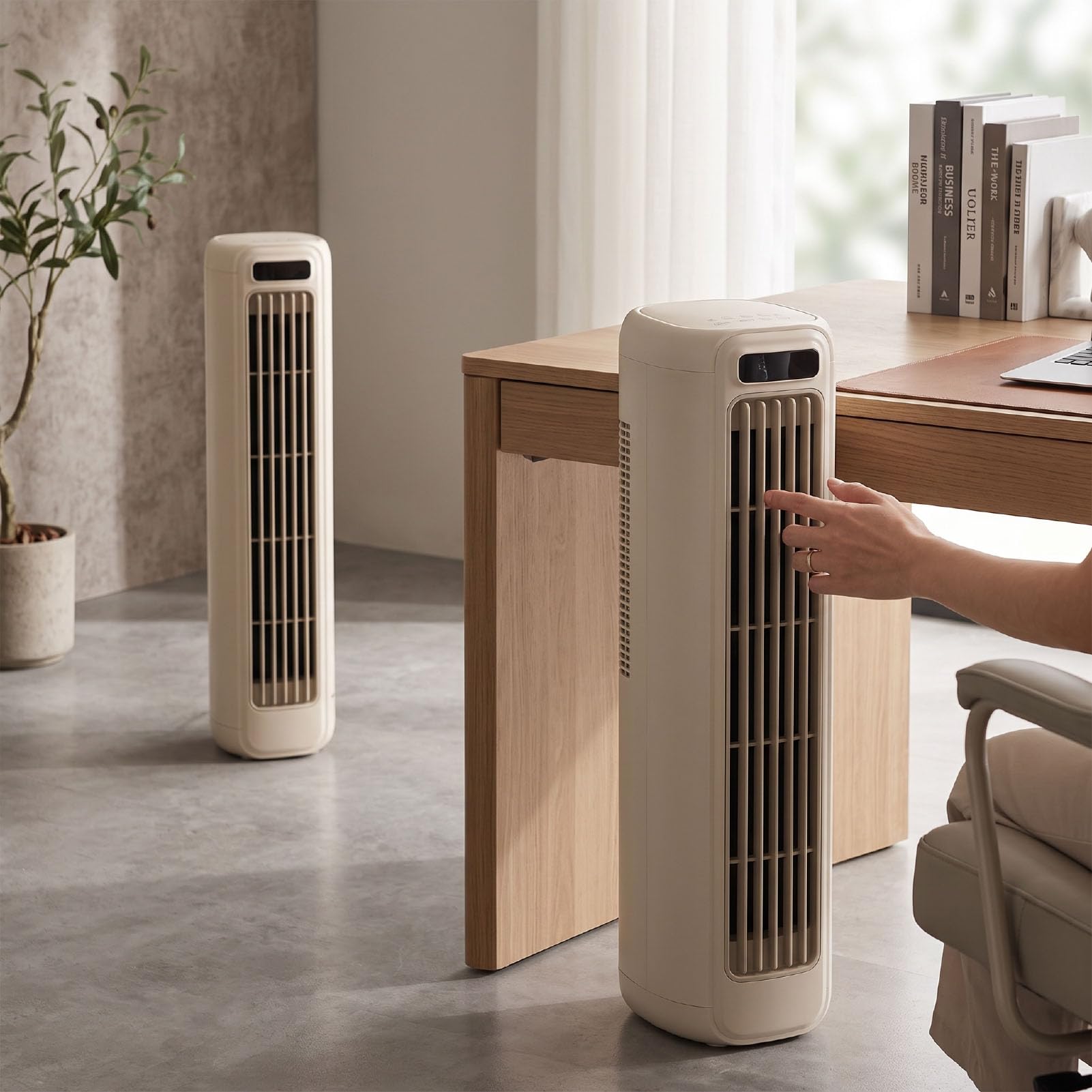 Fafeicy Condizionatore Portatile, Batteria Ricaricabile da 2000 MAh | Ventilatore a torre di raffreddamento senza lama a 3 velocità con LED touch, per camera da letto, ufficio domestico