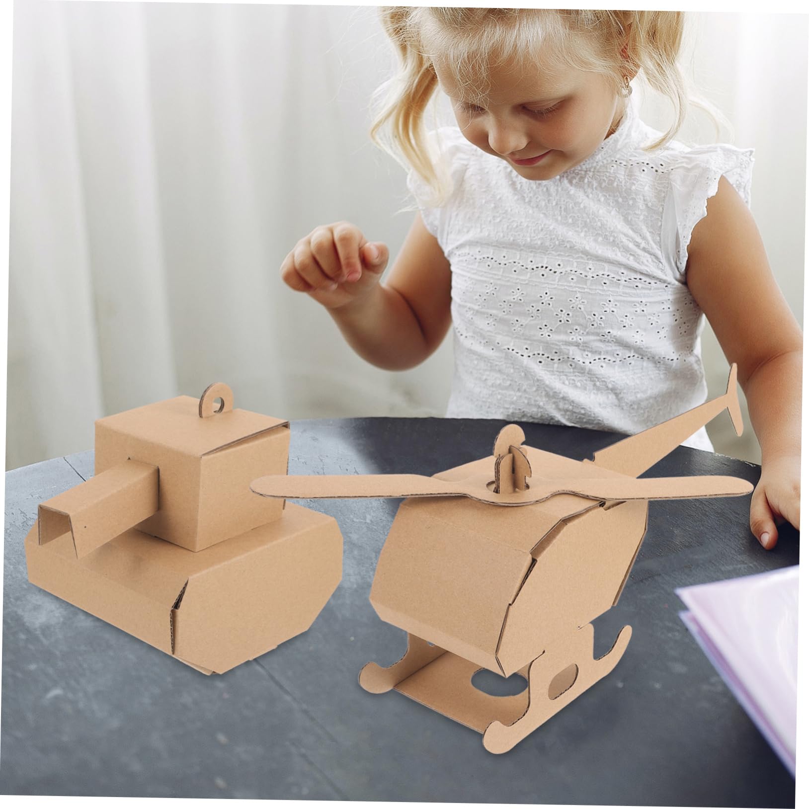 VANZACK 5pcs Paper Puzzle Model Car and Helicopter Assembly for Adults DIY Craft for Home Decoration and Learning Vehicle Functions