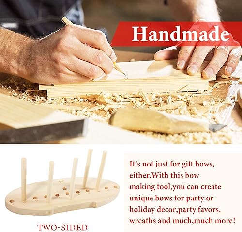 Miniatura 2 de SACATR Arco para cinta, coronas navideñas, herramienta de madera para crear lazos de regalo, decoraciones de fiesta, lazos para el cabello,